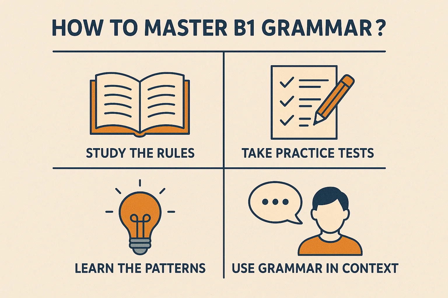 چگونه به گرامر B1 مسلط شویم؟