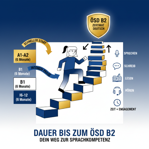 مدت زمان گرفتن مدرک B2 ÖSD چقدر است؟